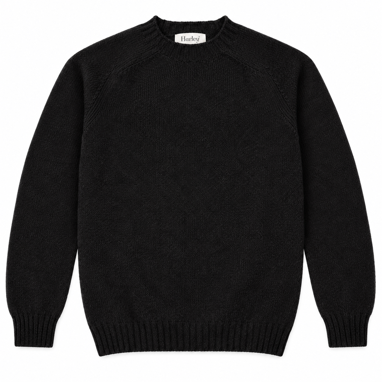 Harley of Scotland Herren-Wollpullover Black Vorderansicht